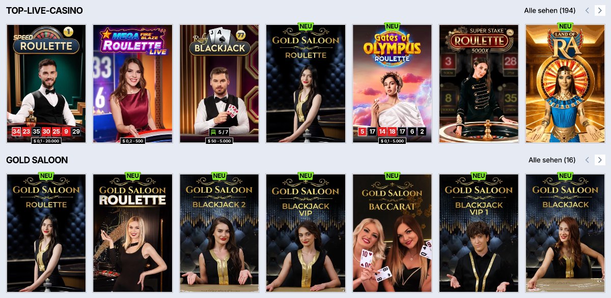 Live Casino bei Zoccer Online Casino